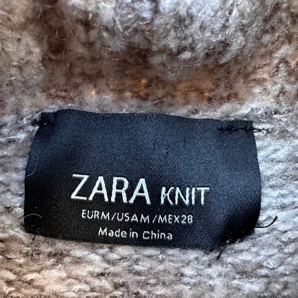 Zara Knit Tunic Chunky Knit Turtle Neck Raglan/Long Sleeve - Picture 3 of 5